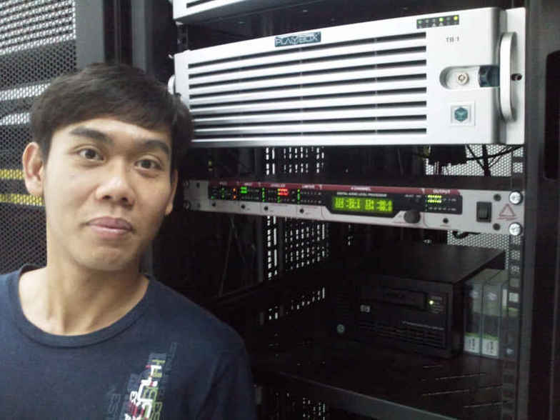 Eni Media engineer Tan Kim Kee with Junger Audio unit